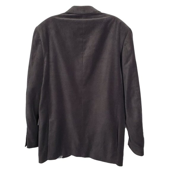 Alfani Mens Size 40L Blazer Sport Coat Slim Fit Velvet Micro Check Black Gray - Picture 3 of 16